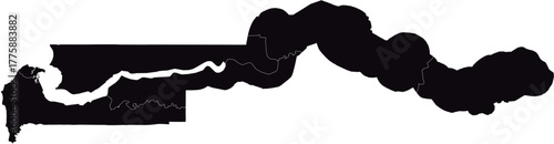 GAMBIA MAP with its administrative divisions and regions