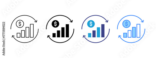 Continuous Improvement icon set multiple style collection