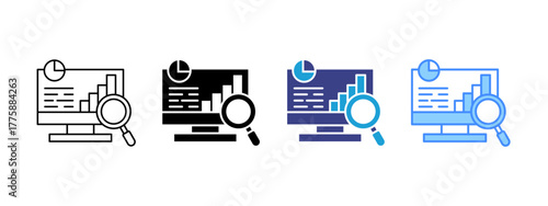 Monitoring icon set multiple style collection