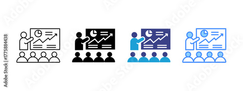 Training  icon set multiple style collection