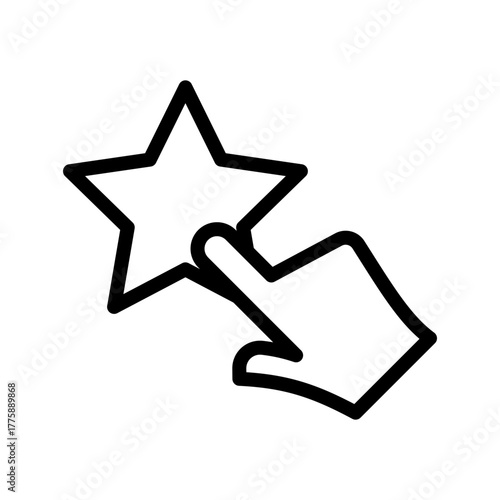 Hand Pressing Star icon set featuring favorite, rating, selection, interaction, and positive feedback symbols in a clean modern line graphic style