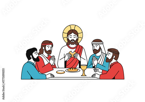 The Last Supper Illustration with Jesus and Apostles.