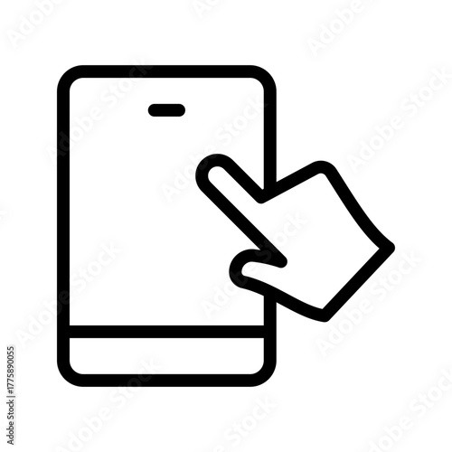 Touchscreen interactive display icon set featuring modern digital interfaces, device gestures, technology controls, and smart interaction symbols in clean design