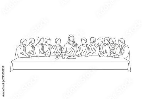 The Last Supper: A Line Art Depiction of Jesus and His Disciples.