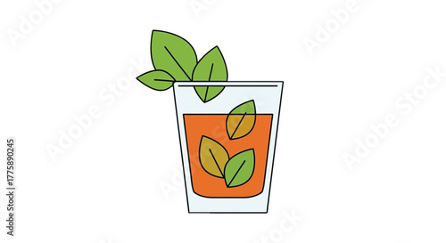 A refreshing glass of iced tea with fresh mint leaves.