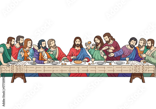 The Last Supper: A Cartoon Depiction of Jesus and His Disciples.