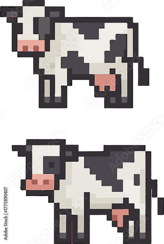 cow pixel art, eps 10 illustration