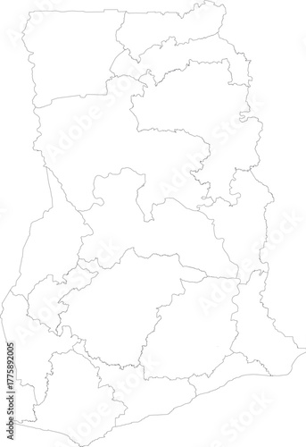 GHANA MAP with its administrative divisions and regions