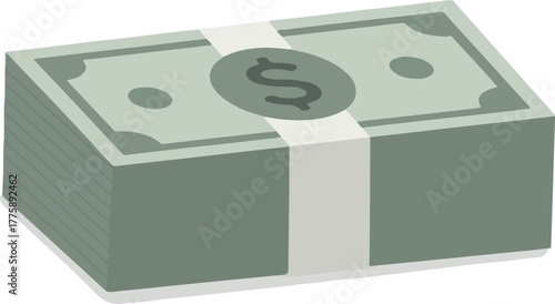 Stack of Money Vector Illustration Isolated Object Green and White
