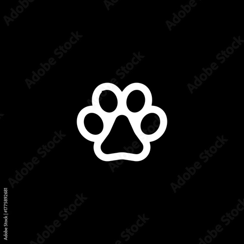 paw print icon on white background. flat vector animal footprint symbol for pets