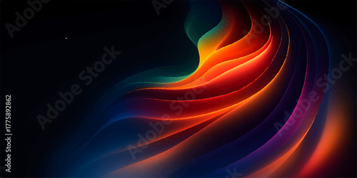 Black and blue abstract fractal flame art illustrates a futuristic light wave design with a texture of swirling energy