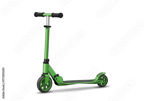 Green Kick Scooter with Black Handle Grips for Recreation.