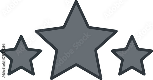 Three Gray Stars Isolated Simple Flat Design Vector Icon Art