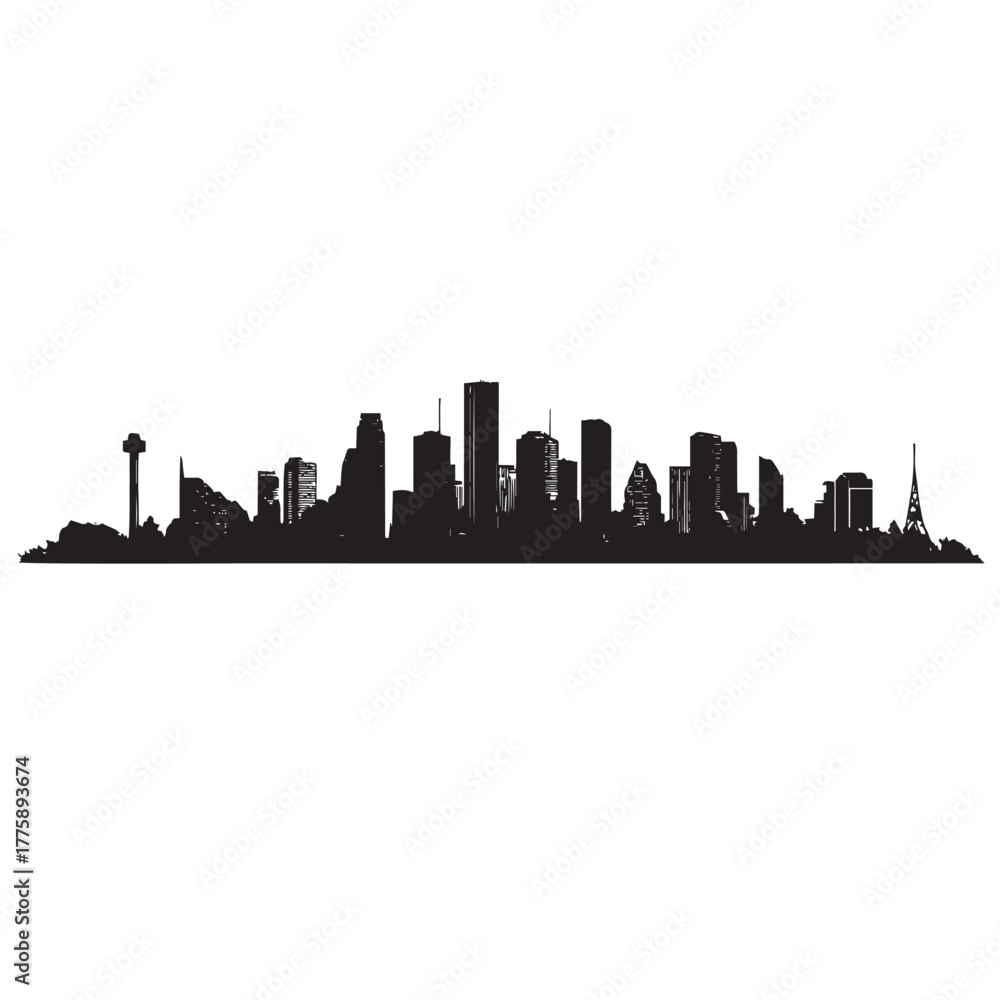 Fototapeta premium Houston skyline silhouette set isolated on white background