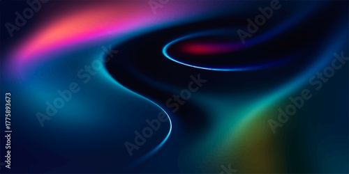 Abstract dark blue wave pattern illustration with winding texture and bright light line