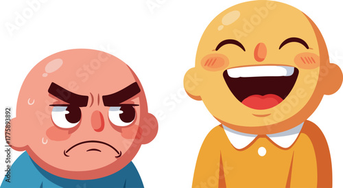 Two Pixel Art Characters One Angry The Other Laughing