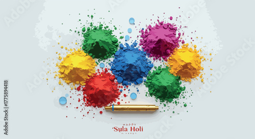 Vibrant Holi Powder Explosion Isolated Object Flat Design