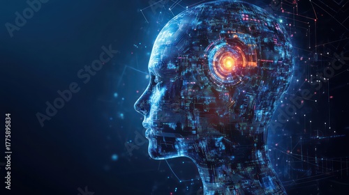 Exploring the future of technology cybernetic human interface digital realm concept art futuristic environment side view