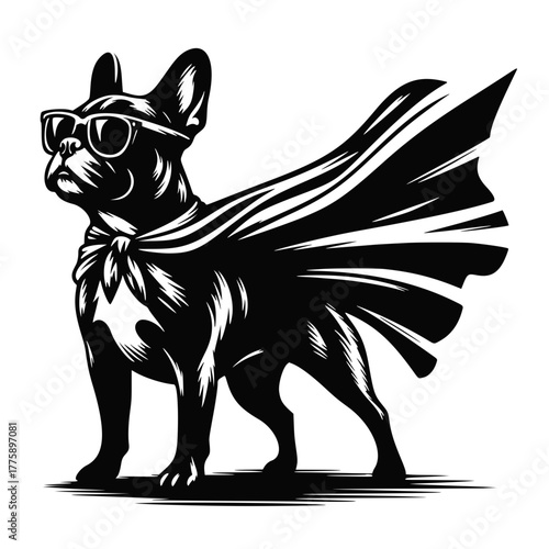 Superhero French Bulldog, Heroic Dog in Sunglasses