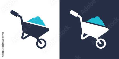 Wheelbarrow Icon Set Multiple Style Vector Illustration 