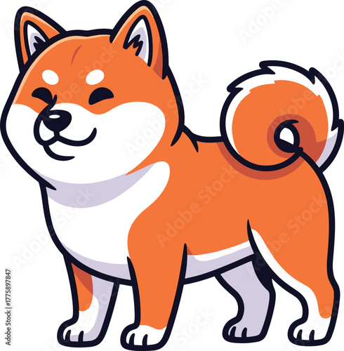 Cartoon Shiba Inu dog with orange fur animal