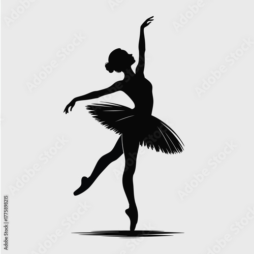 Elegant black ballerina performing ballet dance dancer silhouette