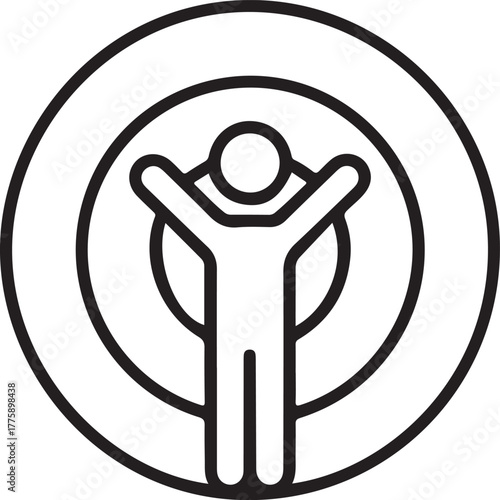 Human figure within concentric circles icon