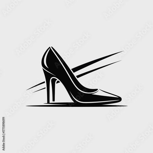Elegant black stiletto shoe with sharp lines high heel fashion