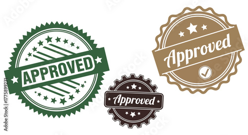 Approved stamp vector graphic design element badge icon set seal