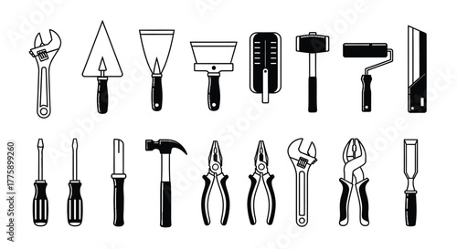 Construction tools vector illustration set of repair equipment