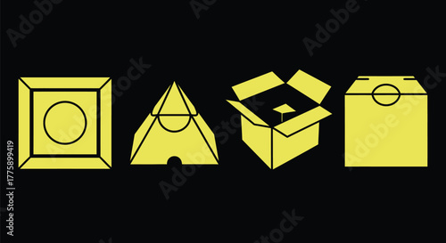 Packaging box shapes square triangle open closed minimalist design