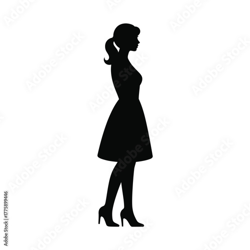 Elegant woman silhouette standing profile view female