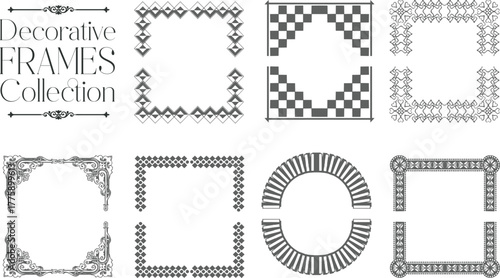 Vintage frames set isolated on white background with decorative rectangular borders, classic retro ornamental design, elegant antique heritage collection vector art