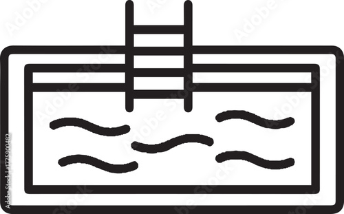 Elegant minimalist swimming pool icon for modern design projects, creating a refreshing and luxurious feel for summer promotions and vacation themes