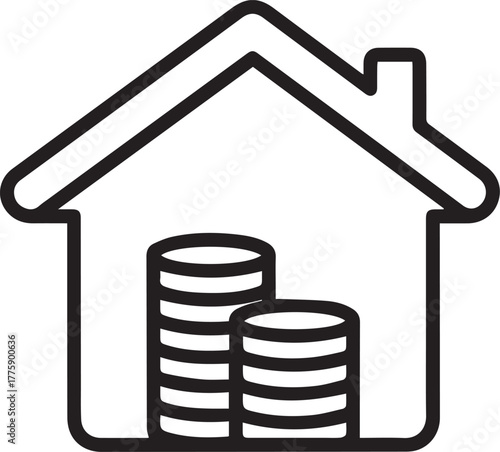 Secure your financial future with smart home investments and savings, visualize wealth accumulation, home ownership, and building equity with this icon