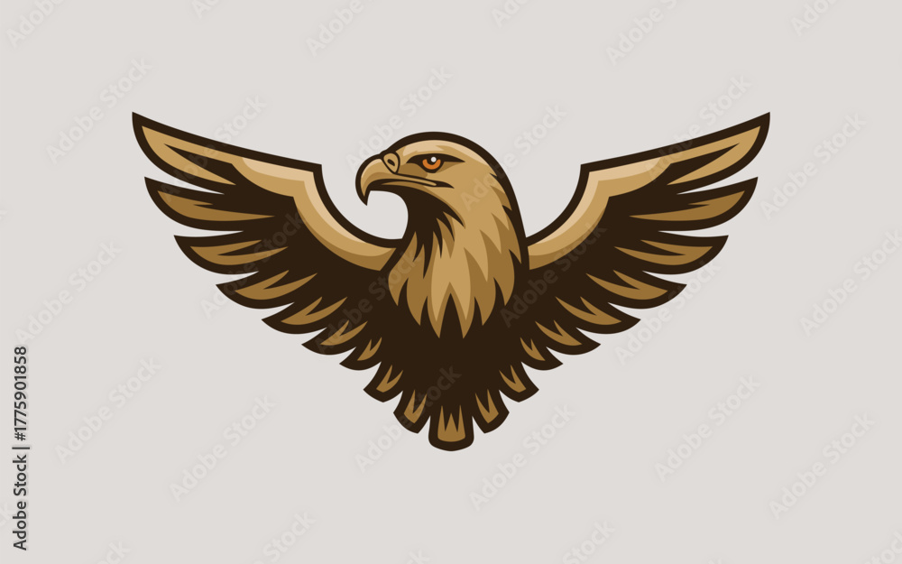 Obraz premium A majestic golden eagle soars with outstretched wings, symbolizing freedom and power, isolated on white background, capturing the essence of avian grace and wildlife themes