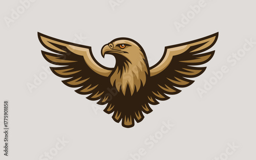 A majestic golden eagle soars with outstretched wings, symbolizing freedom and power, isolated on white background, capturing the essence of avian grace and wildlife themes