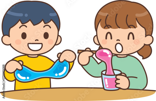 スライム作りをする子供