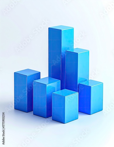 Free Download Blue bar graph of varying heights, isolated on white - GFXLoad