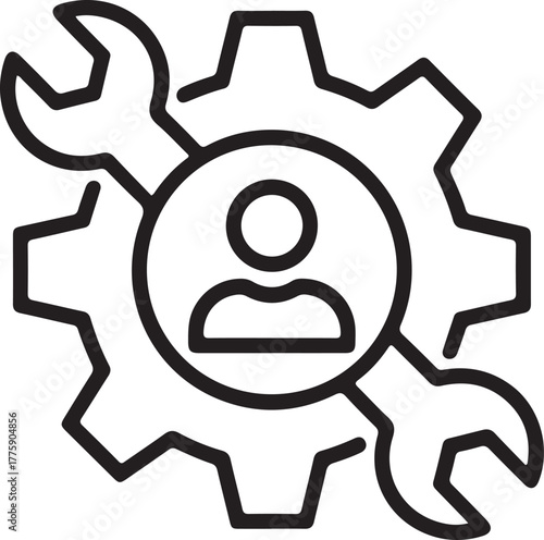 Human resources management and technical support icon