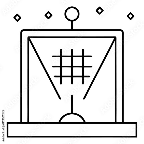 Mystic portal outline drawing magical doorway with geometrical shapes around vector design