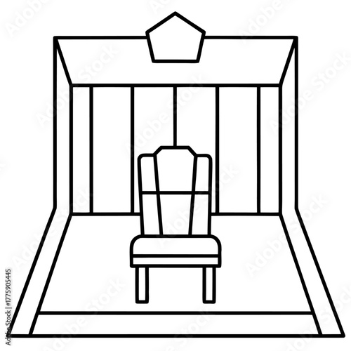 Throne Room Line Art Illustration of a Monochromatic Minimalist Setting