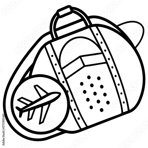 Travel bag featuring airplane icon a symbol of journey and destination adventure