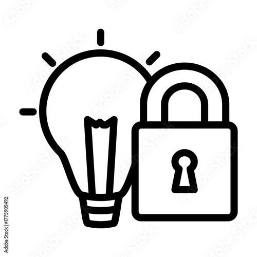 Creative Rights Lock Vector Line Icon Design