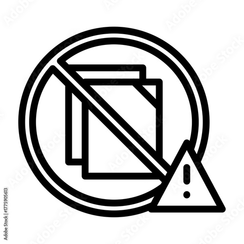 Unauthorized Copy Warning Vector Line Icon Design