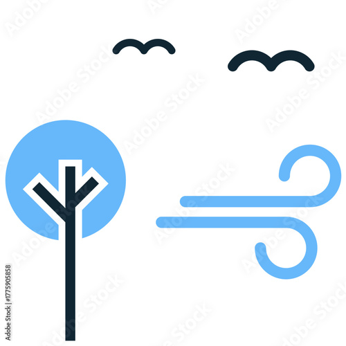 Fresh air icon vector. Symbolizes ecology, healthy living, and pollution control themes. This graphic represents clean atmosphere and environmental quality for health and sustainability projects.