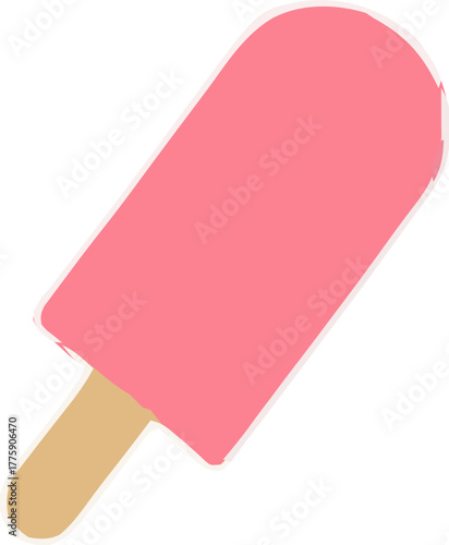 Pink Popsicle with Wooden Stick