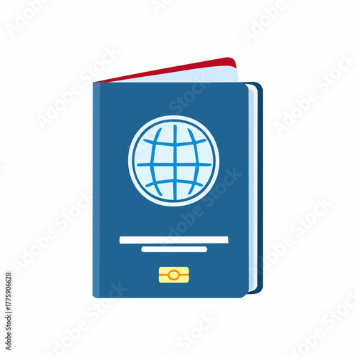 Blue Passport with Globe Icon for International Travel.