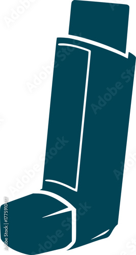 Inhaler, a medical device used to deliver medication directly to the lungs, especially for asthma patients. Medical tool in healthcare. flat art design style