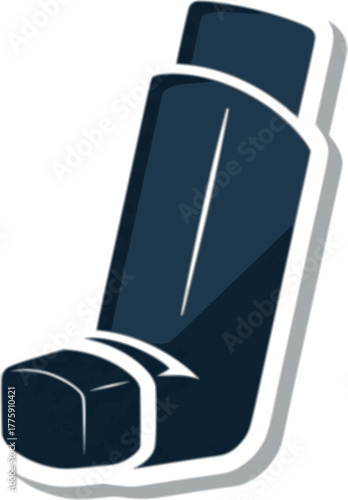 Inhaler, a medical device used to deliver medication directly to the lungs, especially for asthma patients. Medical tool in healthcare. flat art design style